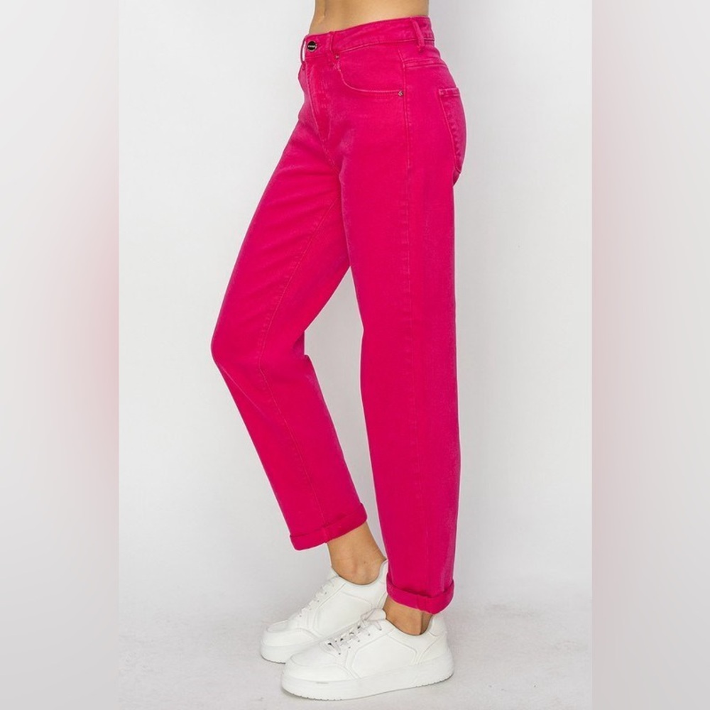 RDP5546X FUCHSIA PLUS Risen High Rise Boyfriend Pants - Picture 3 of 3